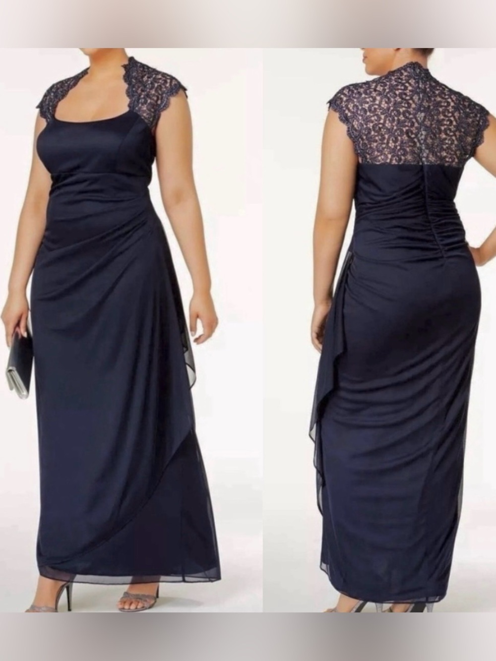NEW X by XSCAPE
Plus Size Ruched Lace Gown  Elegant  Evening Gown Dress Size 22W